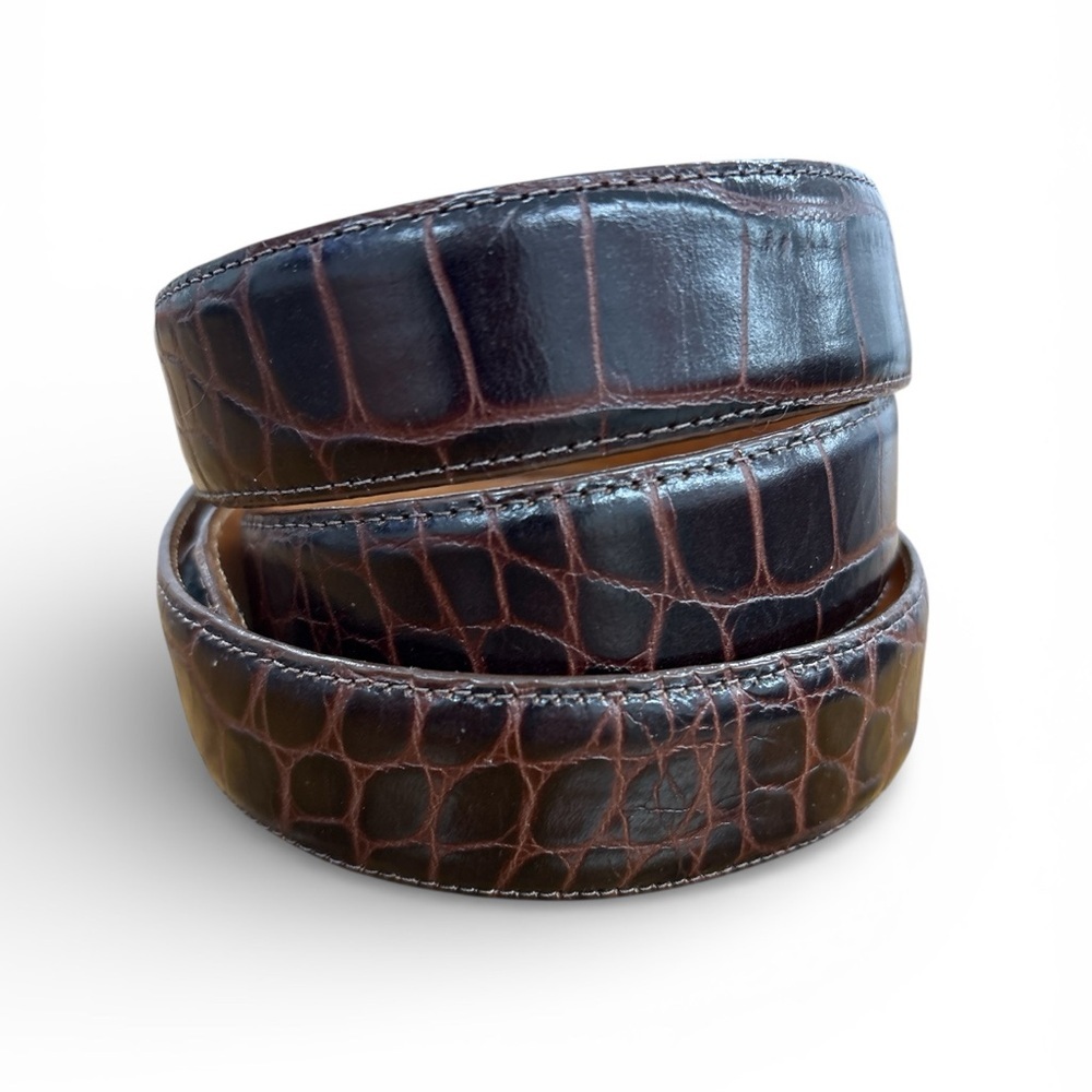 Terry Stack Burgundy Croc Embossed Velcro  Closure XL Italian Calfskin Leather